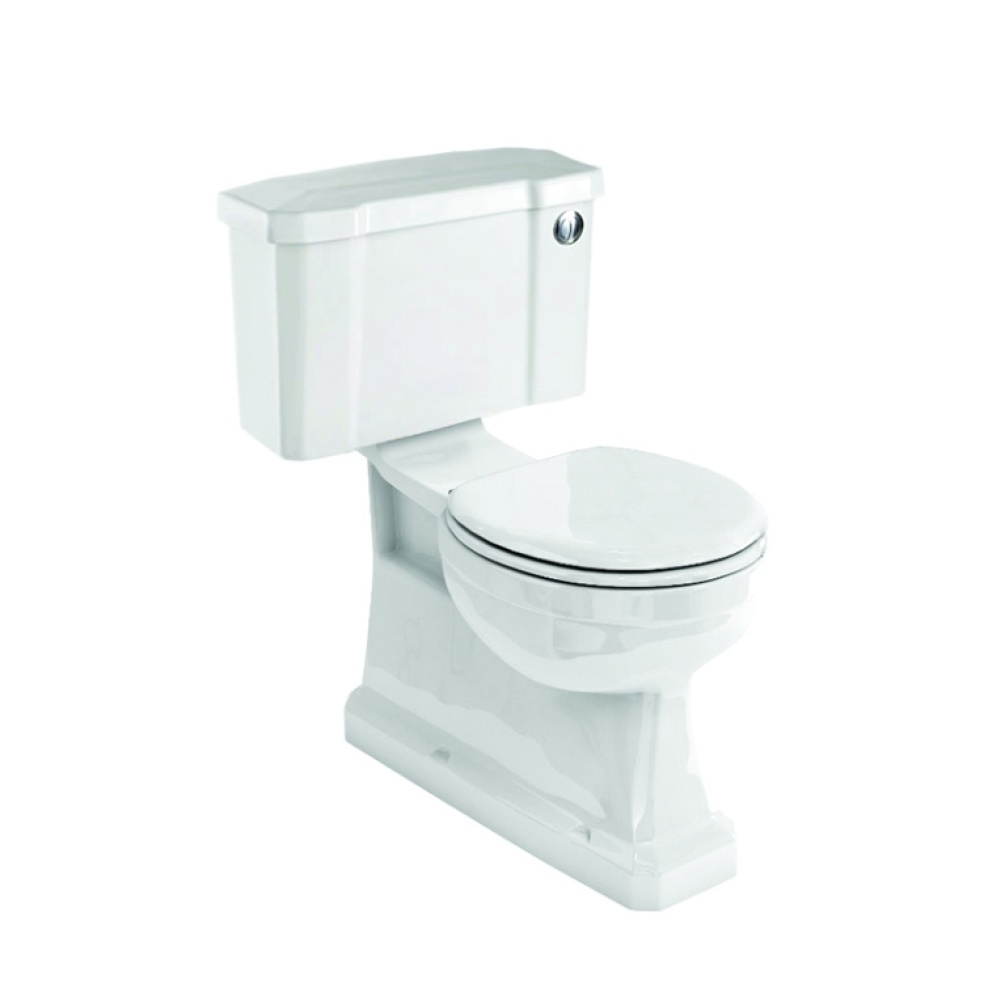 Product Cut out image of the Burlington S Trap Slimline Close Coupled Toilet with Push Button
